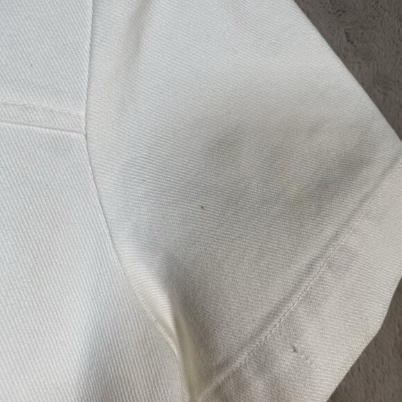 ZARA White Denim Mini Polo Dress M Preppy Minimalist Clean Girl Collared Pockets - Picture 15 of 16